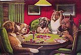 Cassius Marcellus Coolidge Wall Art - Dogs Playing Poker